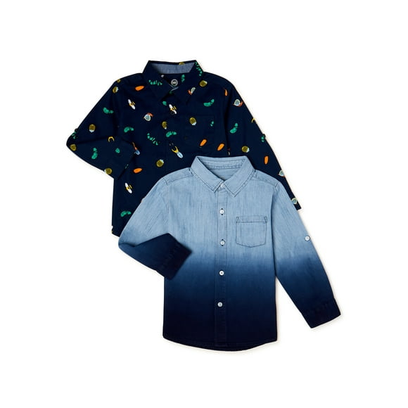 Details about   Wonder Nation Boys Long Sleeve Button Down Dino Patterned Shirt sz L,XL,XXL 